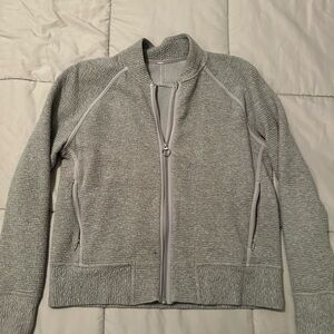 lululemon athletica Heather Gray Full-Zip Textured Sweater Jacket